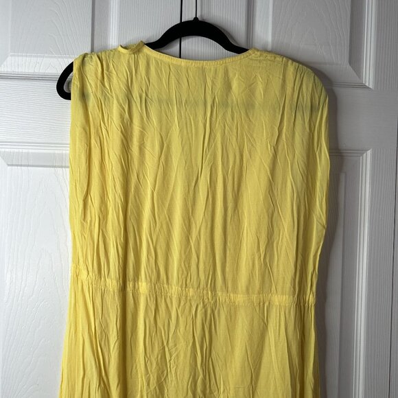Charli Nevin Yellow V-Neck Ruched Drawstring Midi Dress Women's Size 8 - Picture 9 of 11